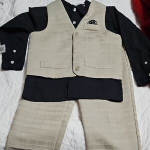 Beige and Black Toddler Suit Set